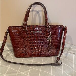 Women’s Brahmin Croc-Embossed Tote Bag in Deep Brown
